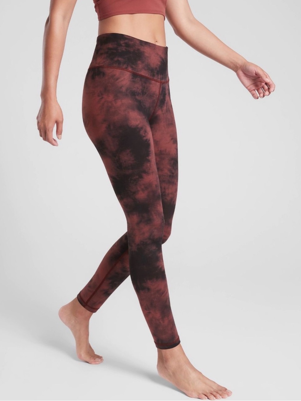 Athleta Elation Ice Dye 7/8 Tight Burgundy Black Leggings S